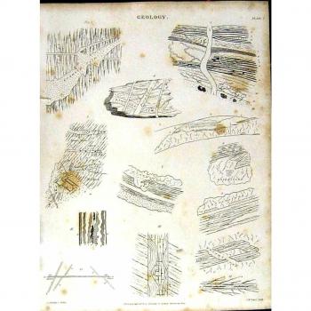 Stampa Antica dei Vulcani Napoli di Geologia di Britannica C1832 dell'Enciclopedia *1005