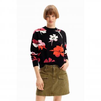 Jersey de mujer oversize Desigual con flores Luca en color negro