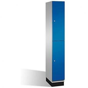 Armario de Compartimentos Cambio C+P con Barra Perchero, 1 Abteil, Cuerpo Blanco Aluminio y Puerta Azul Enzian