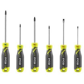 Set de Destornilladores Magnéticos Ryobi (6 Piezas) - Incluye Embouts PH, PZ, SL y Mangos Ergonómicos Antideslizantes
