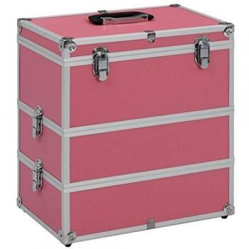 vidaXL Make-up Case 37x24x40 cm Pink Aluminium