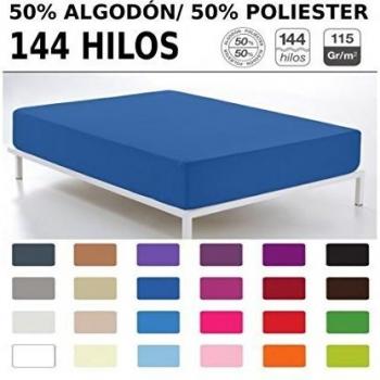 Sábana Bajera Ajustable Estela Combi Algodón 144 Hilos Azul Claro Cama 90 cm