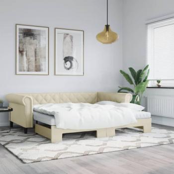 Sofá cama nido de cuero sintético crema 90x200 cm Vidaxl