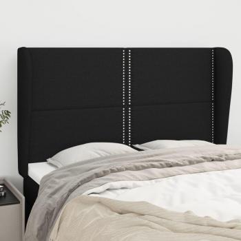 Cabecero con orejas de tela negro 147x23x111/128 cm