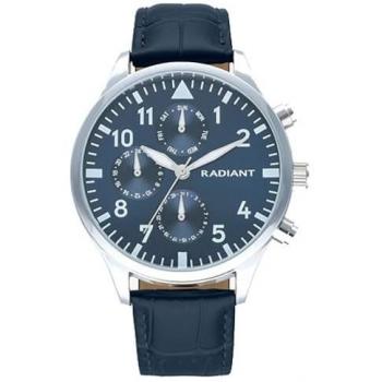 Reloj Radiant Caiman RA612705 hombre analógico de acero, esfera azul y plateada, correa de piel sintética, tamaño 43mm, resistencia al agua 5ATM
