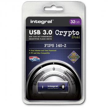 Unidad Flash USB 3.0 Integral Crypto Dual de 32GB - Encriptación FIPS 140-2 y Protección AES