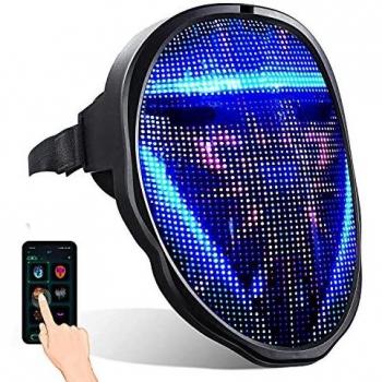 megoo Más reciente máscara led con bluetooth programable, Para de Mascarada de Disfraces Fiesta de cosplay halloween,Máscaras de led Iluminada Para Adultos,Máscara Más Genial 2021
