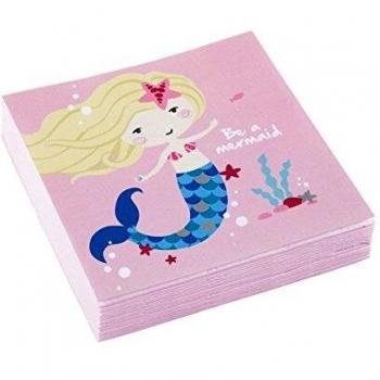 Amscan 9903076 Servilletas be a Mermaid, multicolor, 25 x 25 cm , color/modelo surtido