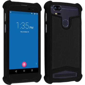 Funda de Silicona Efecto Cuero Negra Universal para Smartphones de 5.3 a 5.6