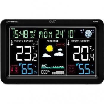 TROTEC BZ29OS Estación meteorológica digital inalámbrica y monitor climático con sensor exterior, Pantalla LC grande de 7,5, Pantalla de alarma Frost, Función de alarma, 2 modos de funcionamiento