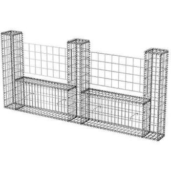 vidaXL Gabion Basket U-Shape Galvanised Steel 240x20x100 cm