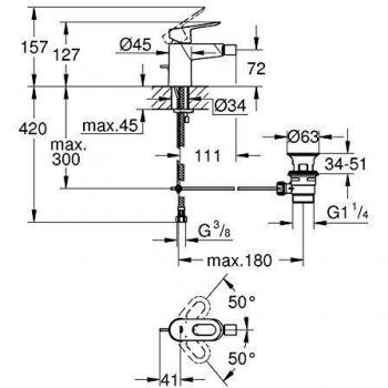 Grohe Bauloop - Grifo de bidé con vaciador, cromo