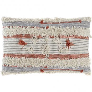 Cojín de Algodón Naranja con Rayas - 40x60x15cm