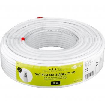 Cable Coaxial SAT 75 dB Doble Apantallamiento CCS 50 m Blanco