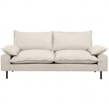 Sofá moderno 3 plazas de tejido efecto aterciopelado texturizado beige y metal negro Dory