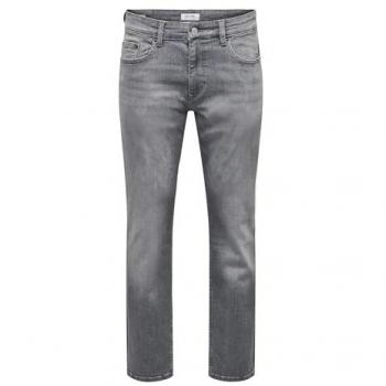 ONLY & SONS Men's Straight Jeans - ONSWEFT REGULAR WB 0021 TAI DNM NOOS, Medium Grey Denim, 4-Pocket Style, Size 32/34