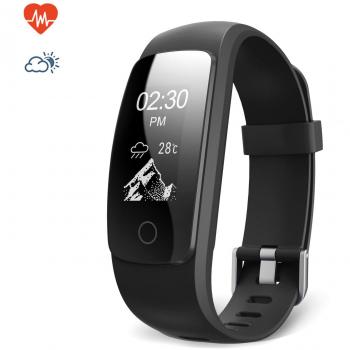 Pulsera inteligente, Lemebo Fitness Tracker con el monitor de la frecuencia cardíaca Pulsera Actividad GPS para correr, Impermeable IP67, Cronómetro, Bluetooth 4.0 compatible con IOS y Android Negro