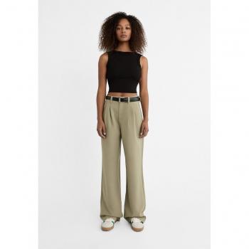 Stradivarius Smart Trousers with Belt in Khaki