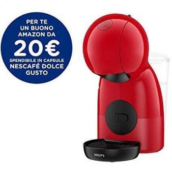 Nescafé Dolce Gusto Piccolo XS Krups KP1A05, Cafetera de cápsulas 15 bares de presión, capacidad 0.8 L, bebidas frías o calientes, modo Eco, 30 tipos café, bandeja regulable 3 alturas, Color Roja