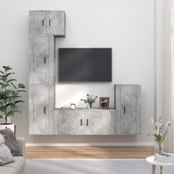 Set de muebles para TV 5 piezas madera contrachapada gris hormigón Vidaxl