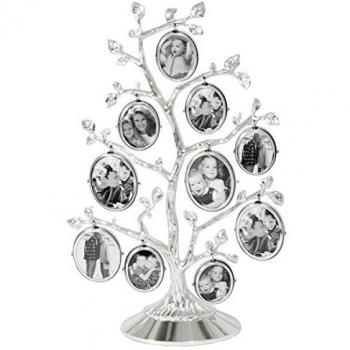 Marco de fotos árbol genealógico para 10 fotos brillante y plateado