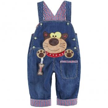 Bebé Niños Peto Vaqueros Overall Mono Largo Elegante Azul con Patrón Raccoon Animal - 90