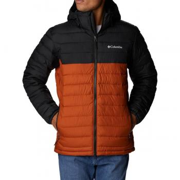 Chaqueta Columbia Powder Lite Hooded Jacket naranja negro logo blanco - XXL