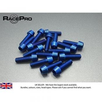 RacePro - 2x Titanio Cónico Perno GR5 - M6 x 35mm x 1mm - Allen Head - Azul
