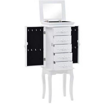 vidaXL Armario Joyero Pie Blanco Clóset Mueble Organizador Repisas Estantería