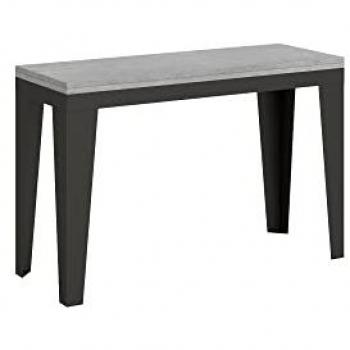Mesa extensible Flame Double 120/200x45/90 cm cemento con estructura antracita