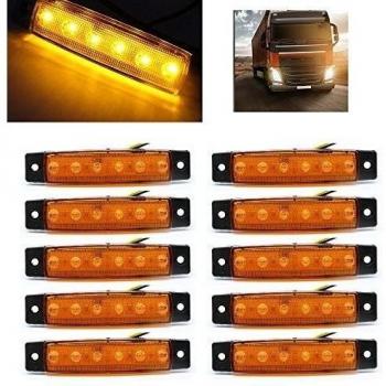 Usun 10St 6 LED 12 V amarillo Camiones Van colgante lateral línea delantera Chrome Bezel markierungs Luz pantalla de lámpara