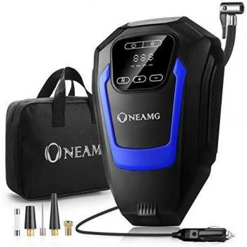 OneAmg Compresor Aire Coche, 12V Portátil Bomba Inflador Ruedas Coche, Mini Compresor de Aire Pequeños con Luz LED, Digital Inflador Electrico Coche para Automóviles Bicicletas Motocicletas Pelotas