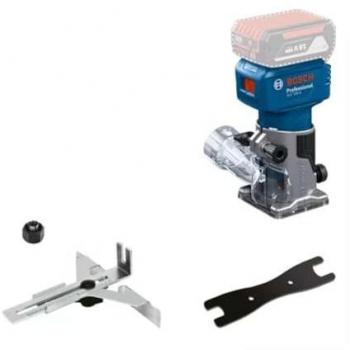 Fresadora de Cantos Inalámbrica Bosch GLF 18V-8 Profesional con Adaptador de Aspiración, Guía de Rodillos y Pinza de 8 mm