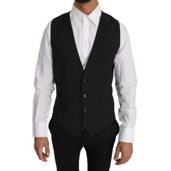 Dolce & Gabbana Gray Solid 100% Wool Waistcoat Vest - IT50 | L