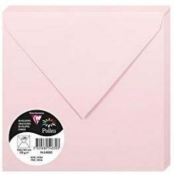 Sobre Clairefontaine 165x165 Rosa 120g - Paquete de 20 unidades