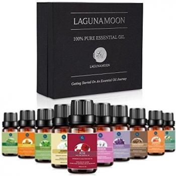 Lagunamoon 20 Aceites Esenciales, Set de Regalo de Aceites de Aromaterapia, Lavanda, Eucalipto, Limón, Romero, Menta, Arból de Té, Vainilla, Aceites Esenciales para Humidificador, 100% Puros