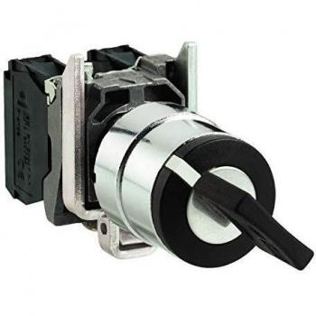 Schneider Electric XB4BG61 Conmutador Selector, Diámetro 22 Cierre de 2 Posiciones, 1 Na, Negro