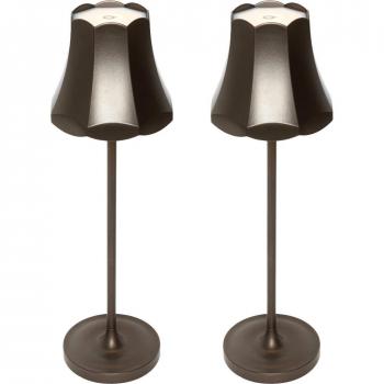 Set de 2 Lámparas de Mesa Retro Bronce Oscuro Recargables IP44 - Granny