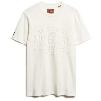 Camiseta de Manga Corta Superdry con Logotipo en Relieve Blanco (XL) Casual Algodón 2024