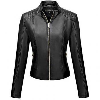 BELLIVERA Chaqueta de Cuero PU para Mujer