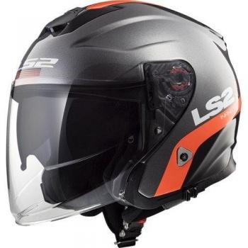 LS2 Casco de moto INFINITY SMART MATT TITANIUM Naranja, Titanium/Oroange, S