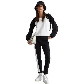 Liu Jo Women's Slim-Fit Jersey Jogging Pants in Black and Light Ivory, Size S