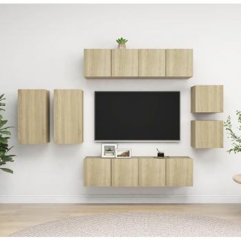 Set de muebles de salón 8 piezas madera ingeniería roble Sonoma 60 x 30 x 30 cm Mueble TV Mueble Televisor Mesa de TV