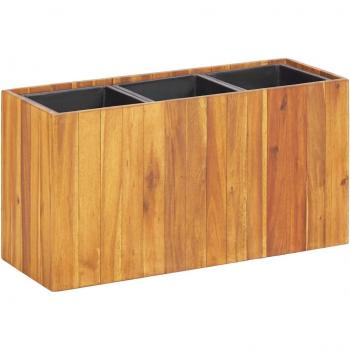 Garden Raised Bed with 3 Pots Solid Acacia Wood