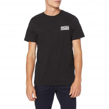Jack & Jones Men's Black Slim Fit O-Neck T-Shirt with Corp Logo