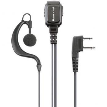 Midland MA 21-L PRO Micrófono-Auricular Lobular Regulable VOX/PTT con Cable Rizado para Walkies