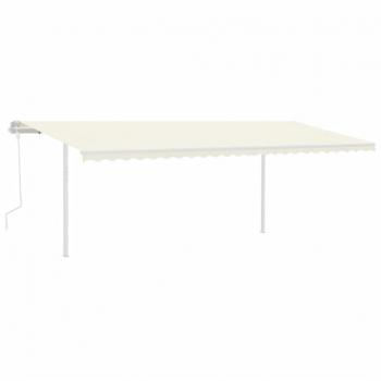 Toldo retráctil manual con postes crema 6x3 m