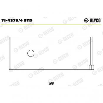 Cojinete de biela GLYCO 71-4379/4 STD, soporte en acero con revestimiento de bronce