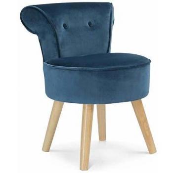 Poltrona crapaud azul de terciopelo - Estilo escandinavo - Moderna - 1 plaza - Patas de madera
