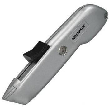 Cuchillo Cutter Autoretráctil de Seguridad con Hoja de Acero SK5 y Carcasa de Aluminio, Diseño Ergonómico